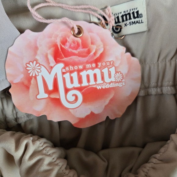 Show Me Your Mumu Beige Tan Caitlin Ruffle Maxi Bridesmaid Formal Dress Size XS - Picture 8 of 12